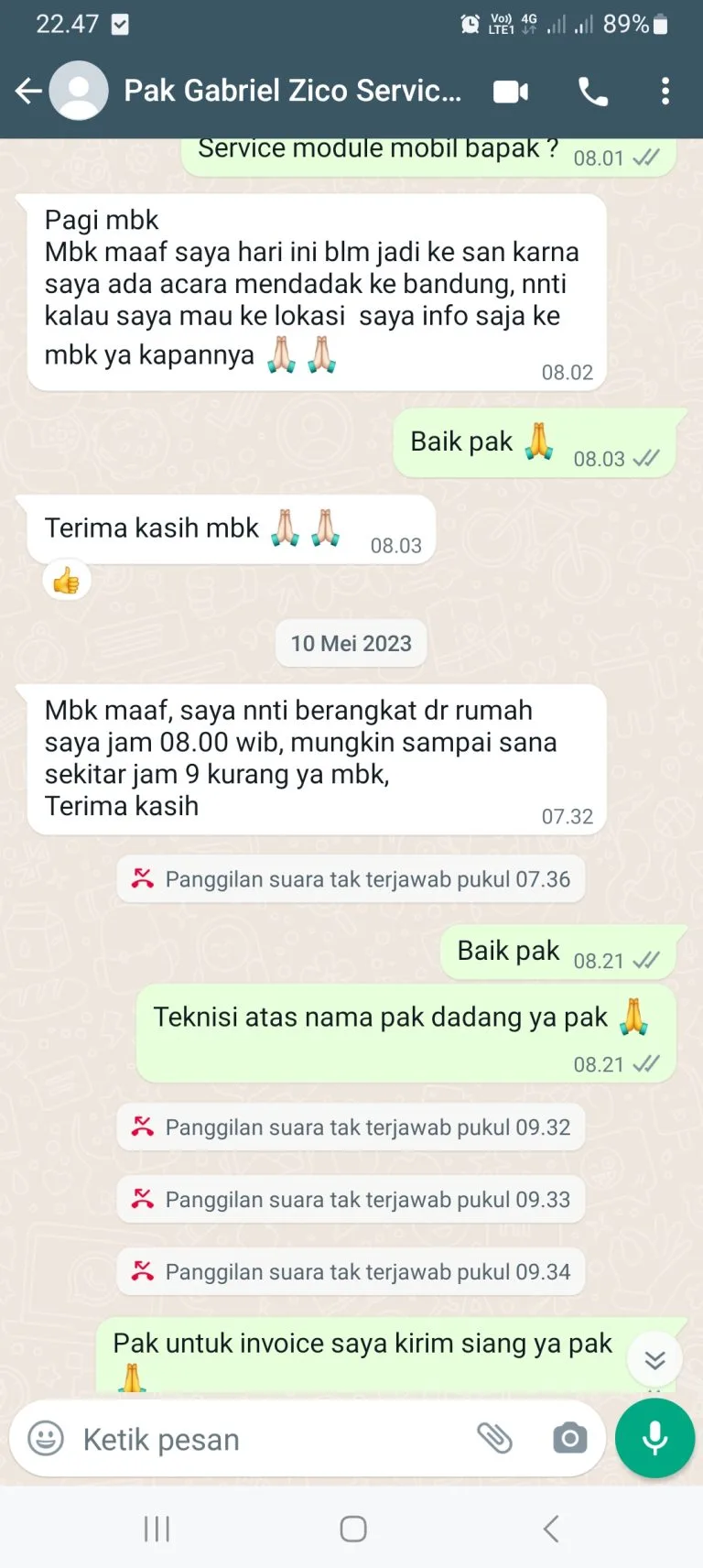 testimoni service sliding door mobil