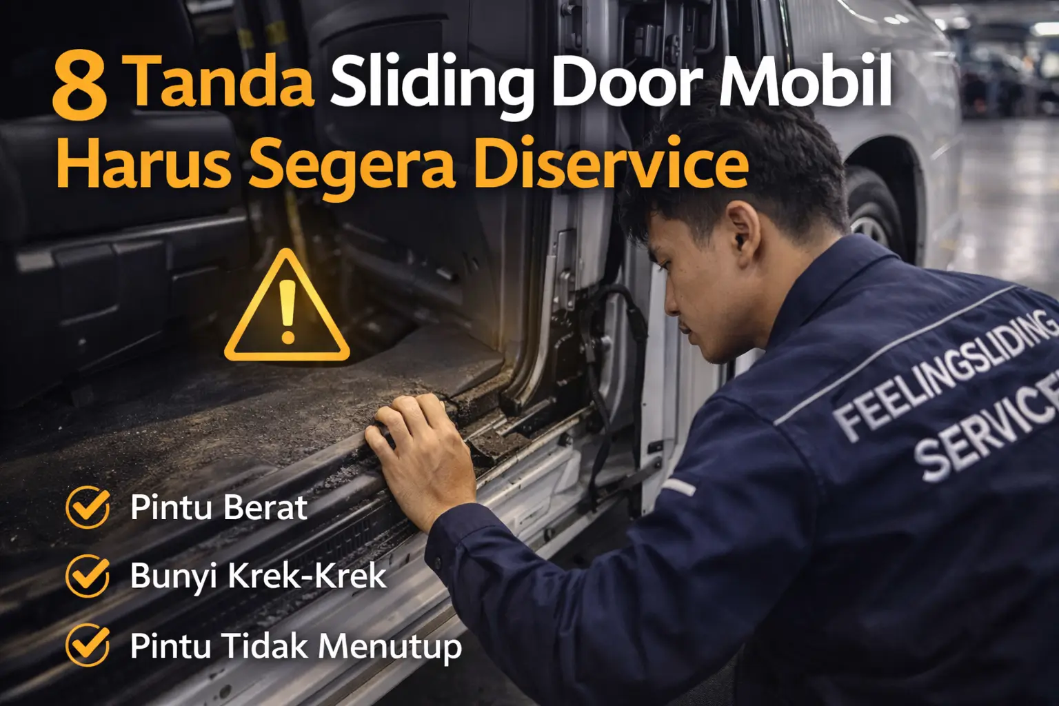 tanda sliding door mobil bermasalah saat diperiksa di bengkel service sliding door mobil