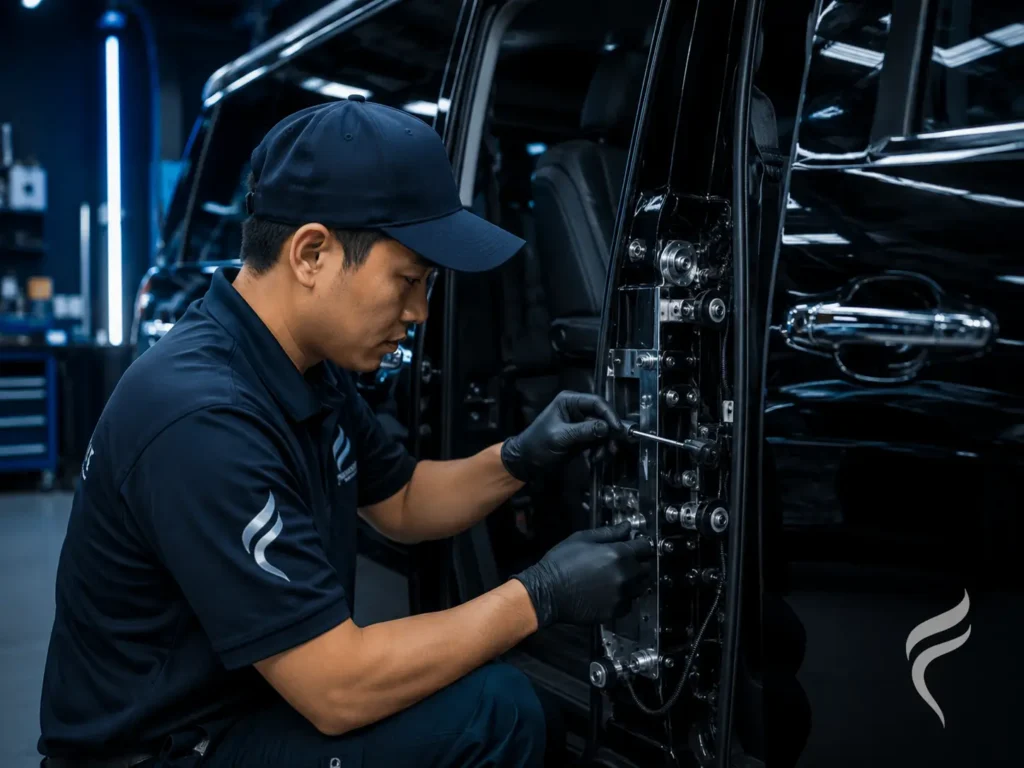 teknisi perbaikan sliding door mobil