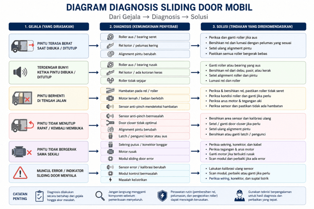 diagram diagnosis sliding door mobil