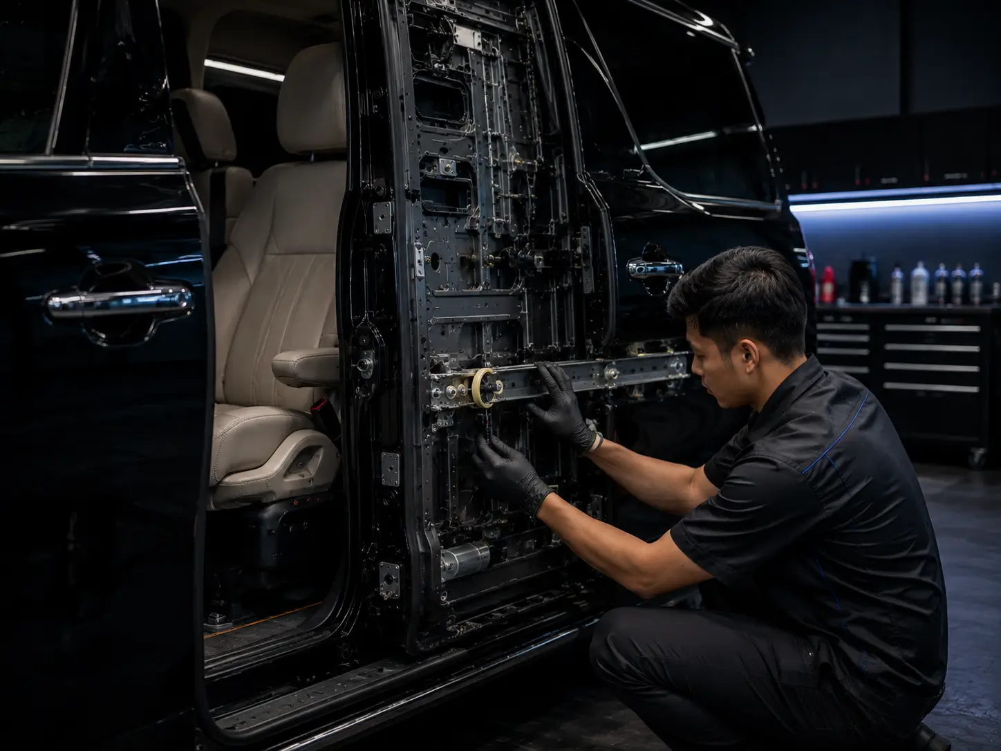 Sliding door mobil bermasalah yang membutuhkan pemeriksaan dan service